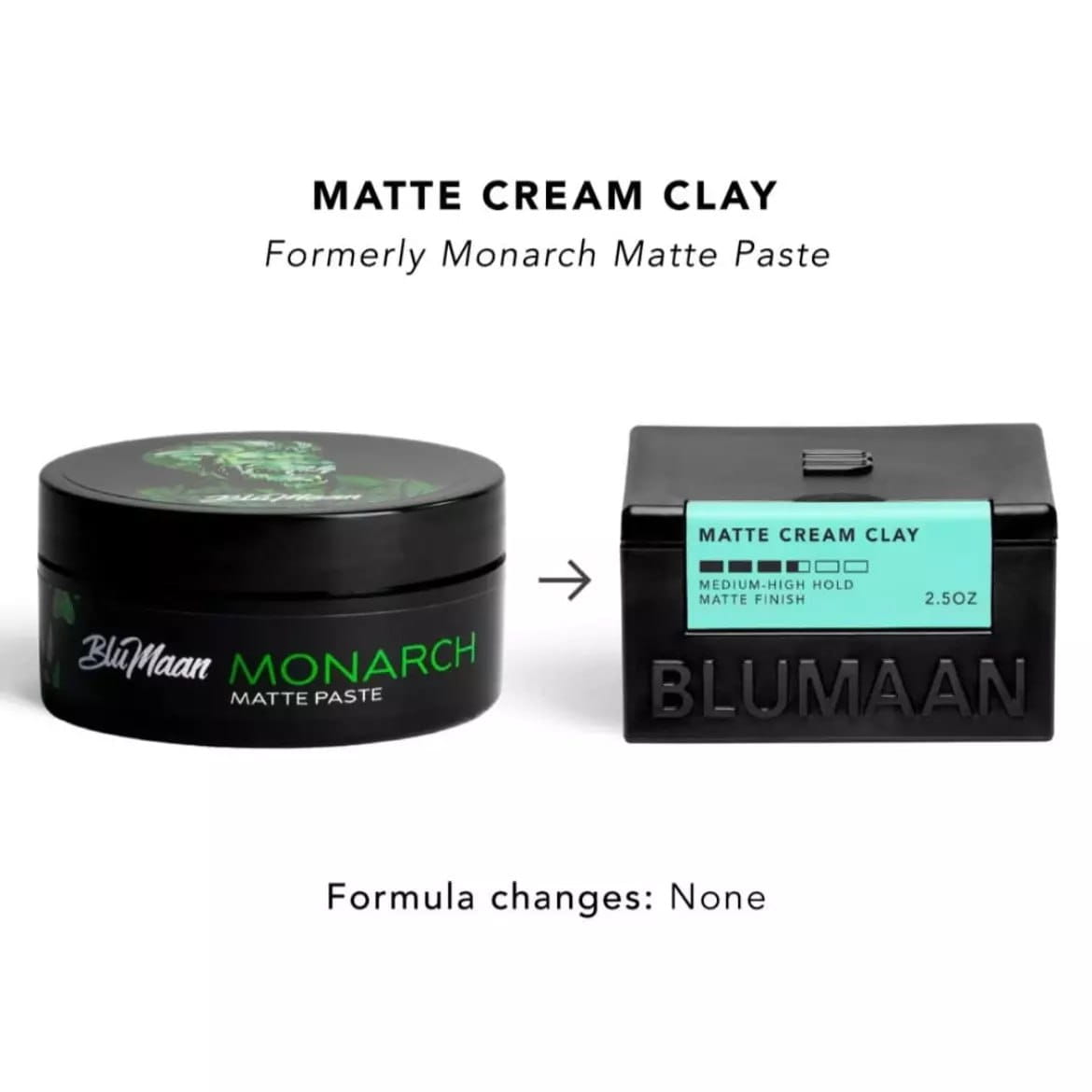 Паста для волос BluMaan Matte Cream Clay средней фиксации, матовый эффект, 74 г