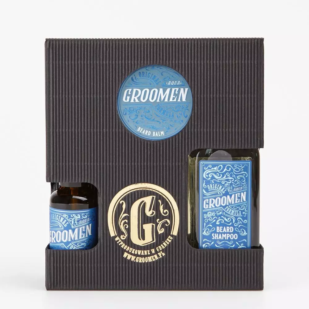 Набор для бороды Groomen Aqua: шампунь, масло и бальзам для бороды, морские и лесные ноты